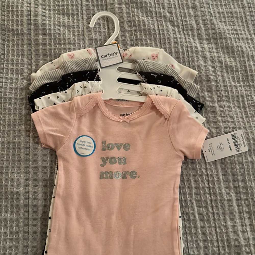 5 pack of Carter’s 12 month onesies.